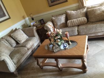 Sofa, love seat & two tables