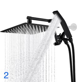 G-Promise All Metal 10 Inches Rainfall Shower Head with Handheld Spray Combo, 3 Settings Diverter, Adjustable Extension Arm with Lock Joints