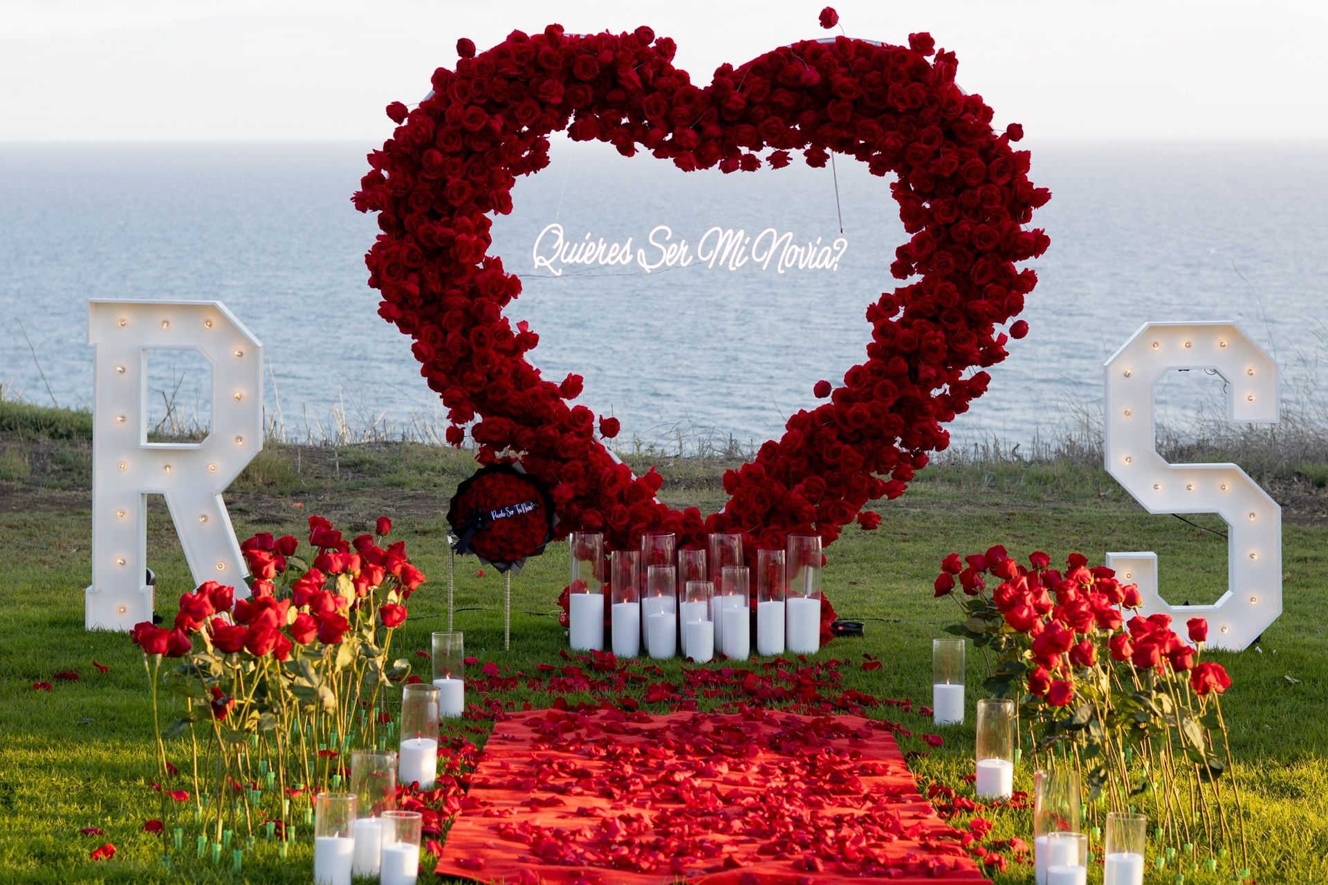 Red Proposal Heart Arch With Decor