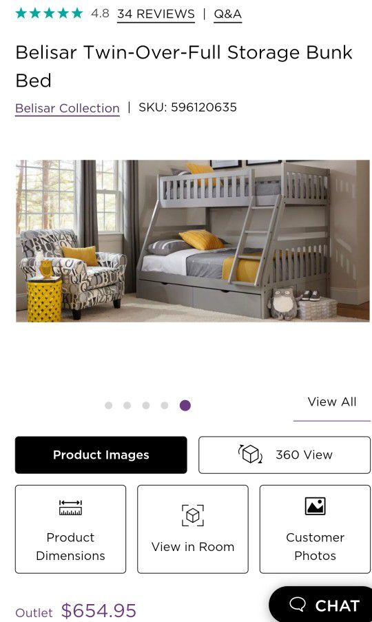 Twin-Over -FULL Storage Bunk BED