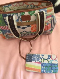 Cloth coach purse with wristlets or make up bag
