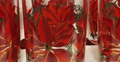Set Of Hand Decorated Glasses, 24k Gold Leaf, New