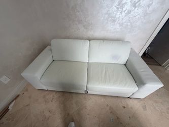 White Leather Two-Seat Sofa