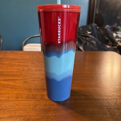 Starbuck Color Wave Trio 24 Oz Summer 2020 Cold Cup Tumbler Red Blue