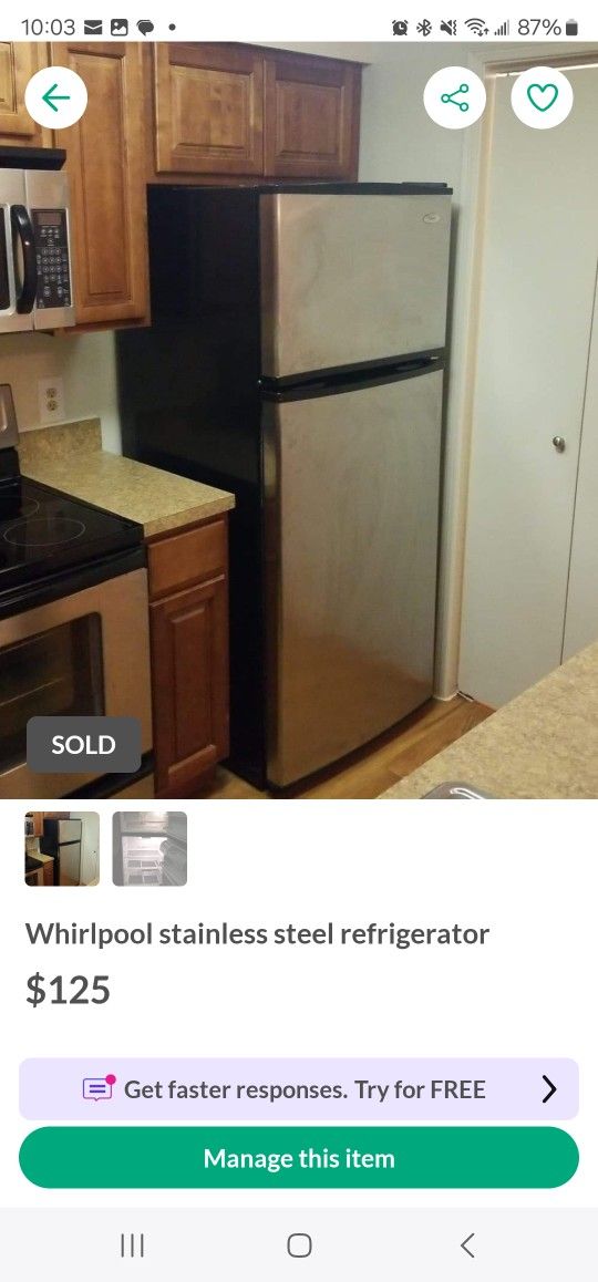 Whirlpool stainless steel refrigerator