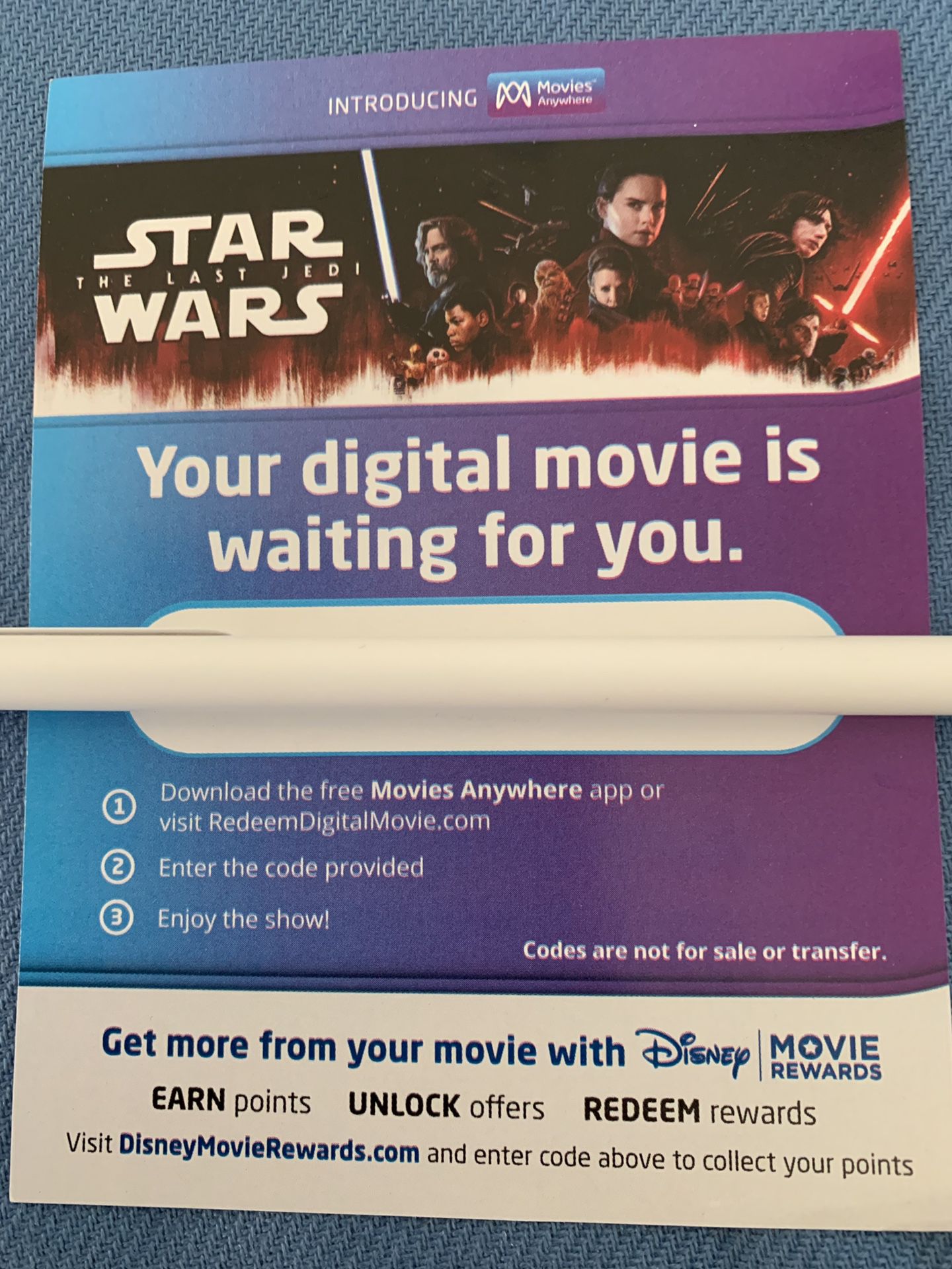 Star Wars - The Last Jedi 4K digital code