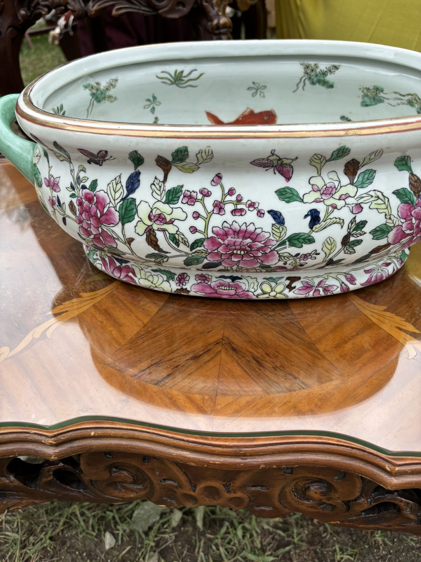 Gumps Original Porcelain Asian Flower Pot