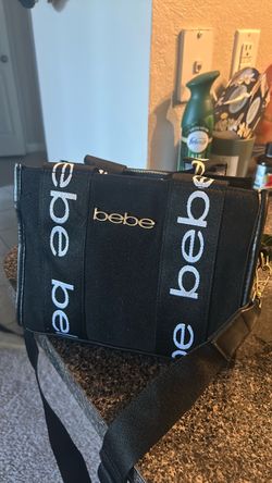 Bebe Black Logo Tote Crossbody Bag