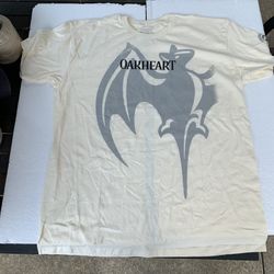 Mens Bacardi Oakheart Bat T-shirt XL Beige Short Sleeve Shirt 100% Cotton