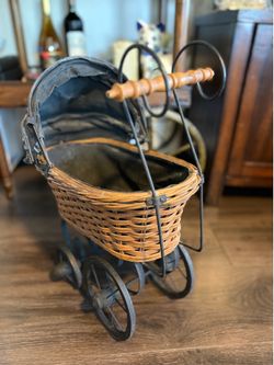 Vintage Wicker and Metal Doll Carriage