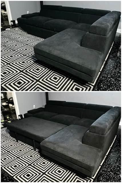 BRAND NEW BLACK PLUSH CONVERTIBLE NON-TRADITIONAL SECTIONAL $1275 !!