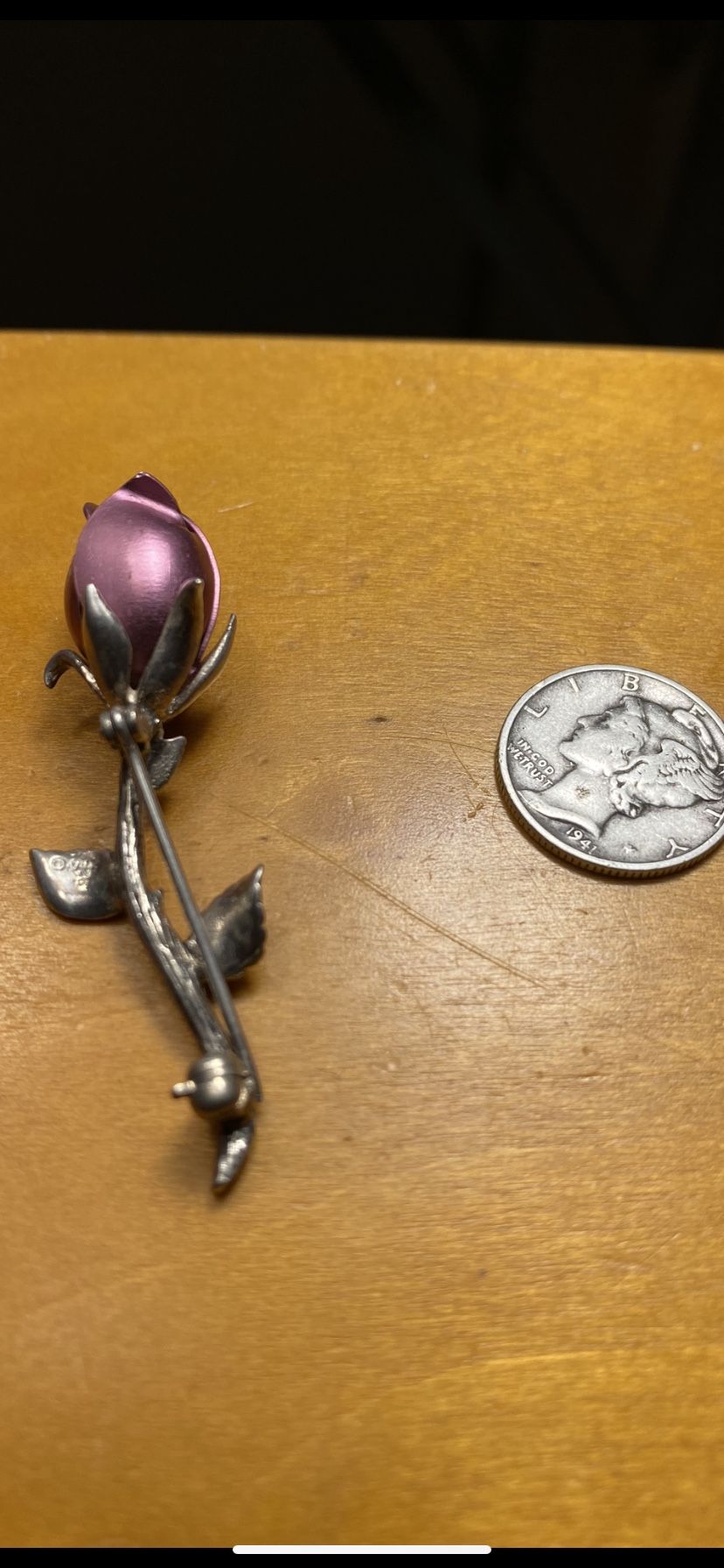 Vintage Sterling Rosé Brooch