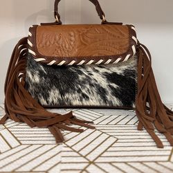 Genuine Leather and cowhide Purse With fringe