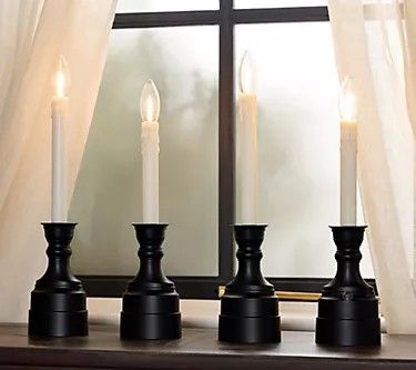 Bethlehem Lights Set of Four Adjustable Window Candles Battery Operated Black NEW