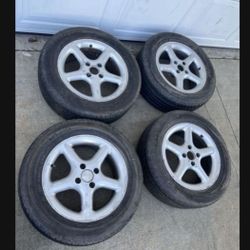 4 — 195/60r15 4x100 4x3.94 Honda Civic Fit Miata Xa Xb Ia Echo Wheels Rims Good Tires!!!!!!