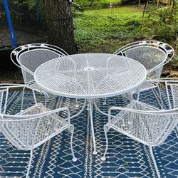 Freshly Painted Outdoor Vintage Wrought Iron Furniture Set 