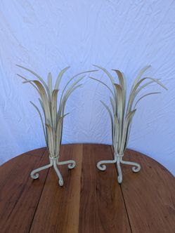 Vintage wrought iron candle vases
