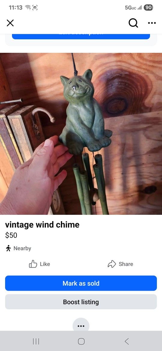 Vintage Windchime Cat