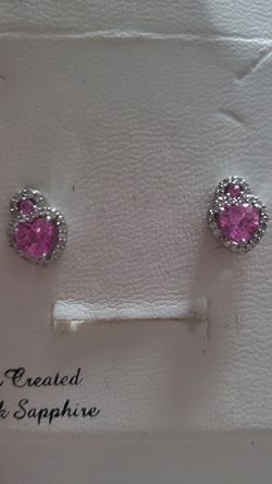 Pink Sapphire heart earrings