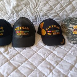 4 Vietnam Veteran Hats 