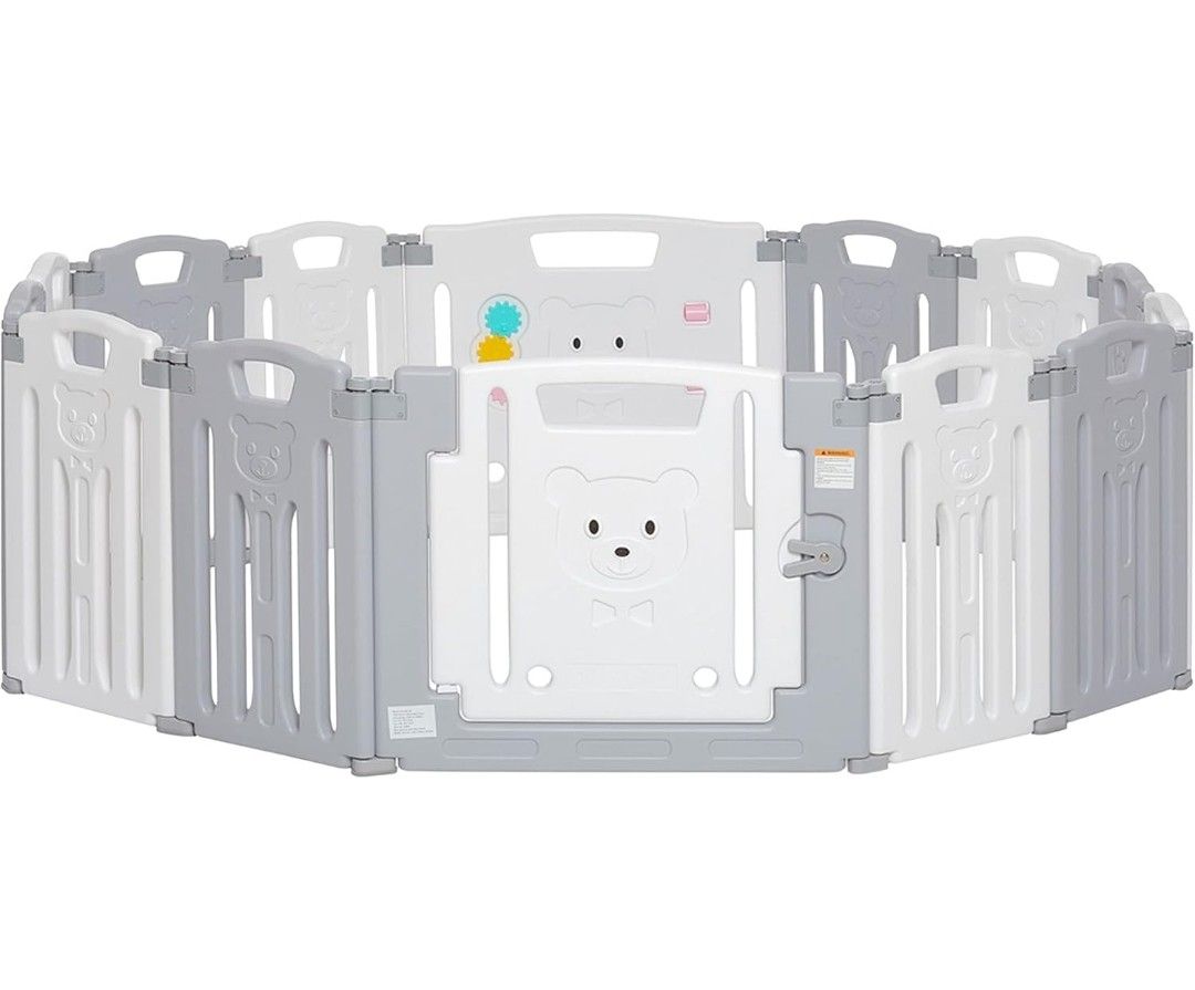 Dream On Me 14 Panel Oasis Play Center, Play Pen, Playard in Grey and White
L Ji