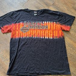 Atlanta georgia harley davidson black and orange tie dye shirt