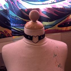 Faux Leather Heart Choker 