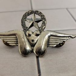 VIETNAM BUSH PILOT MASTER WINGS JACKET POCKET BADGE LAPEL PIN 2.75 INCHES