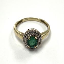 10K Yellow Gold Emerald Diamond 