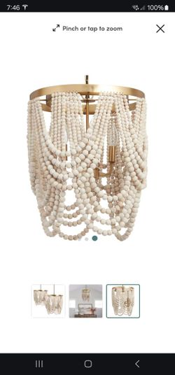White Washed Beaded Chandelier