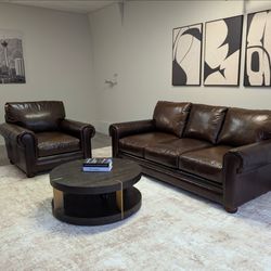 LeatherGroups Langston Leather Sofa & Chair - $7K Retail - Free Delivery