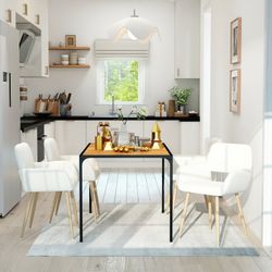 Homy Casa Milliken 5PC Dining Table Set with 4 Mayfair Upholstered Chairs,Beige