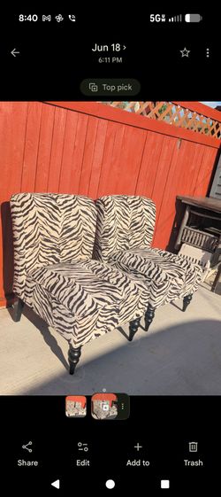 2-cebra accent chairs