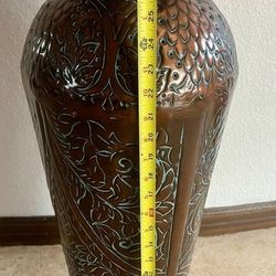 Tall Traditional Brown Hammered Decorative Vase 