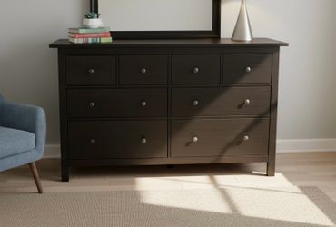 Delivery Available! IKEA Dark 8 Drawer Bedroom Dresser Bureau Chest! Great condition! All drawers slide great! 64x20x38in