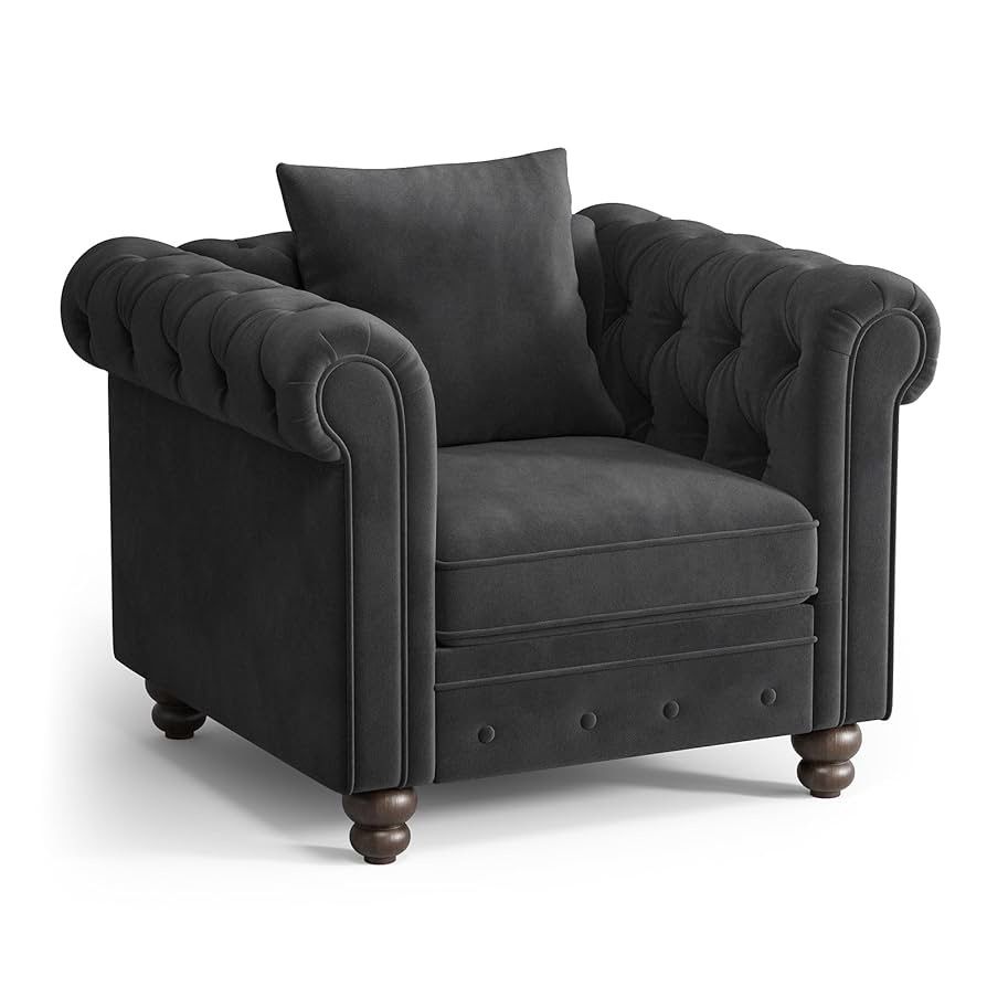 2pcs Velvet Accent Chair, Chesterfield Chair for Living Room