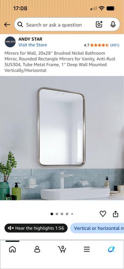 Andy Star 20x28 Brushed Nickel Bathroom Mirror
