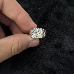 925 Silver Nugget Ring With Diamond Cut