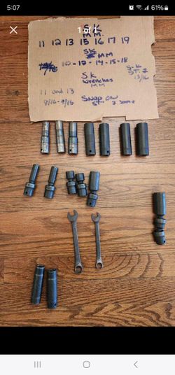 Sk ,socket MM,15,2 Snap On Same Size,total 17 Pieces.