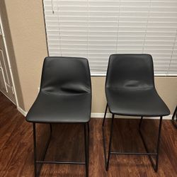 Bowden Upholstered Molded Faux Leather Counter Height Barstool Black