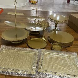 9 Pcs Gold Cake Stand