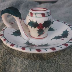 Leftons Vintage Holly Candle Holders