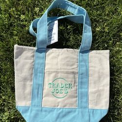Trade Joes Mini Canvas Tote Blue