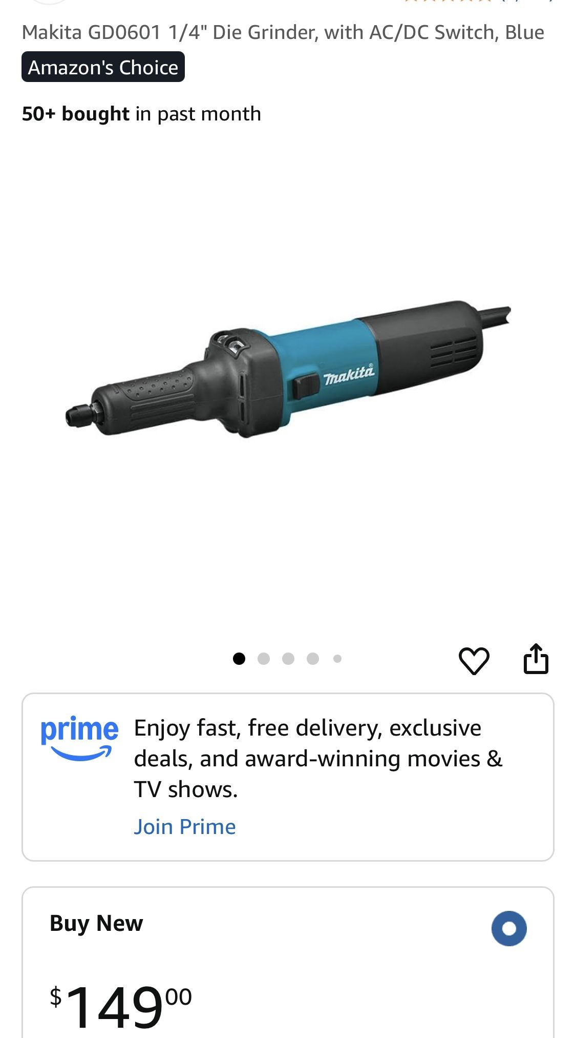 Makita 1/4” Die Grinder.  $149 New. Only $69