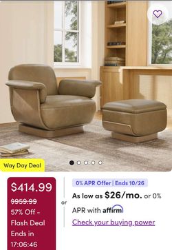 ❤️🔥 Modern Swivel Accent Chair with Ottoman-Genuine Leather $299