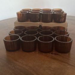Amber Glass Votive Candle Holders