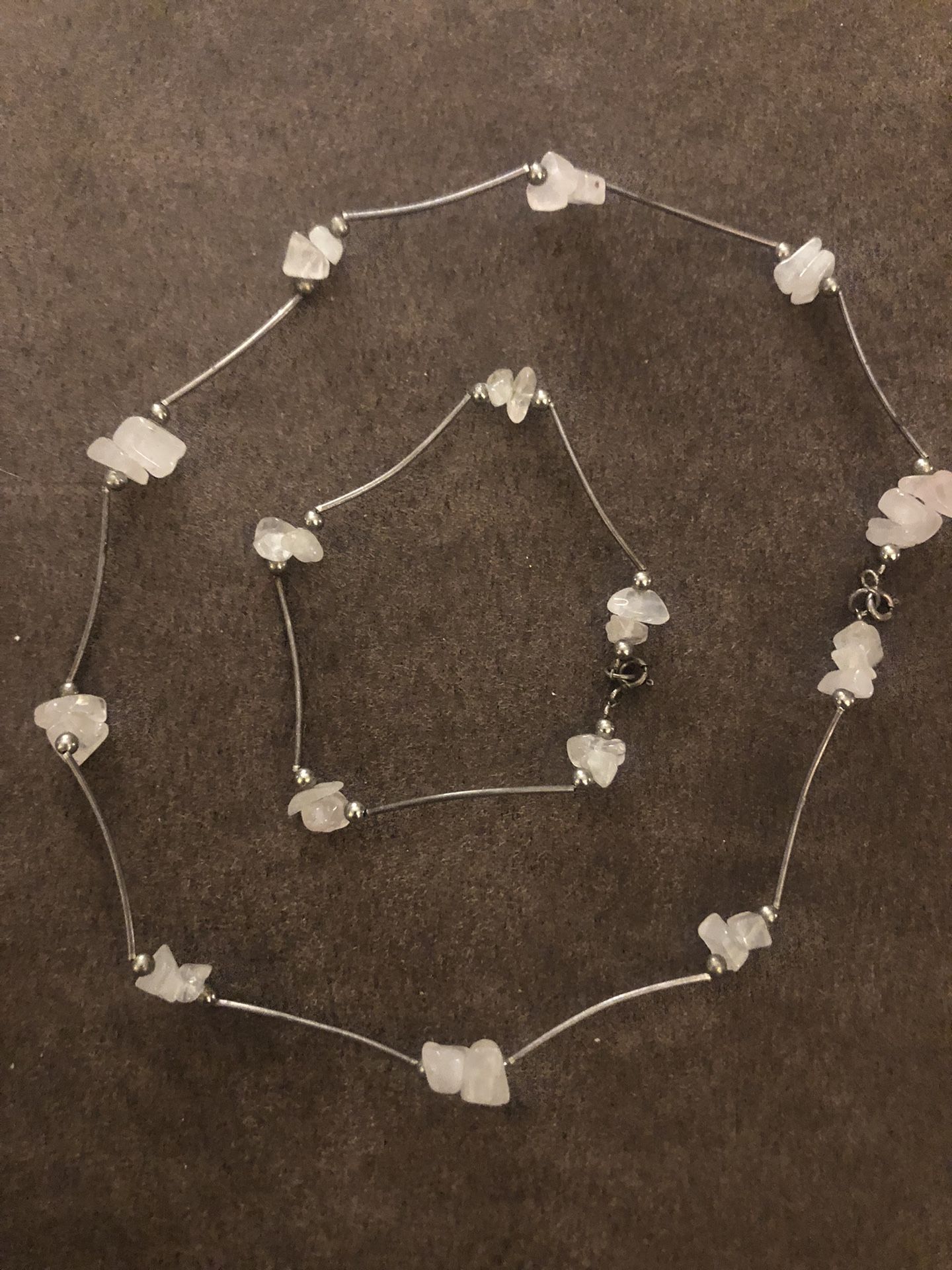 Unique Vintage Sterling Silver Necklace-Bracelet With Pinkish Stones? I Don’t Clean My Silver