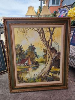Original Glenna Kurz Oil Painting Large Signed Landscape Framed 32x38