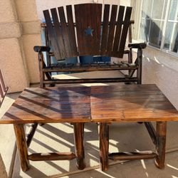 Rocking Bench & 2 End Tables 