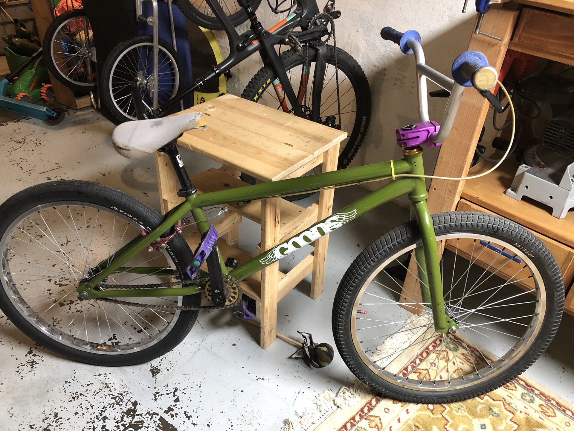 20” rim Big Bmx bike. Bike frame is a Goods Sunday Cruiser.